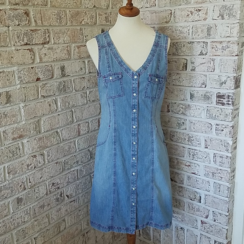 The Territory Ahead Sleeveless Denim Dress, S 8